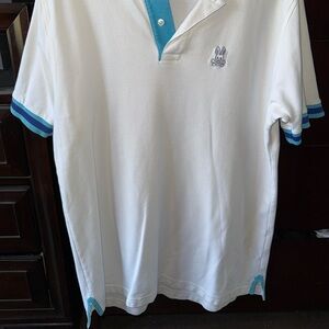 Psycho Bunny White Polo with Blue Trim